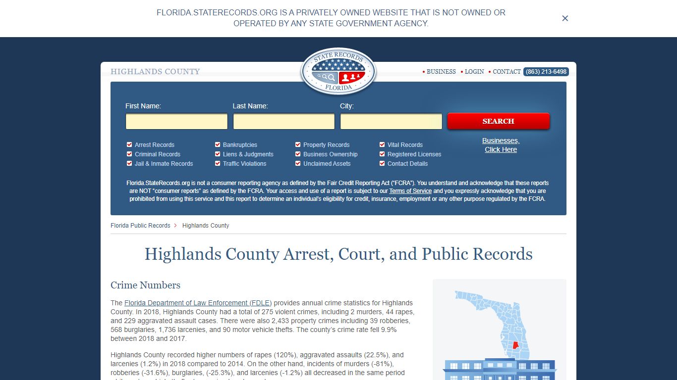 Highlands County Arrest, Court, and Public Records